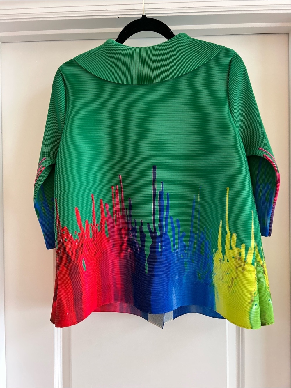 Vanité Couture Pleated Paint Drip Blouse Avant Garde Art Top Oversized Collar - Picture 2 of 3